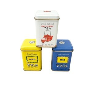 Vintage John Wagner & Sons Tea Tins Assam Jasmine & Ch’a Ching Chinese